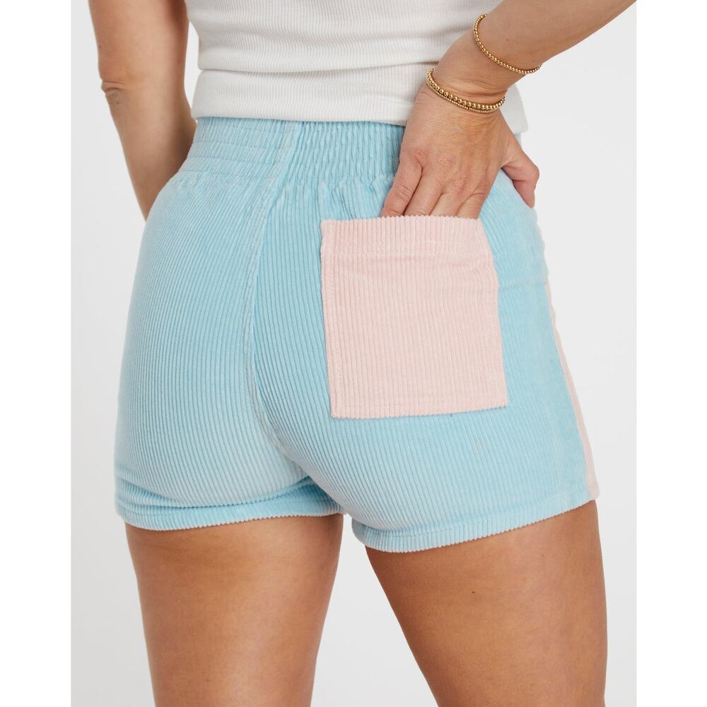 Hammies Women Corduroy Shorts in Powder Blue/Powder Pink - Picture 2 of 7